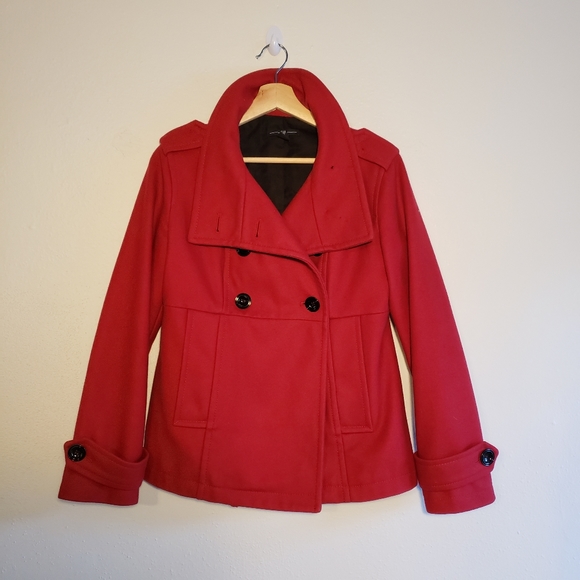 Gap Red Wool Pea Coat sz S - Picture 1 of 5